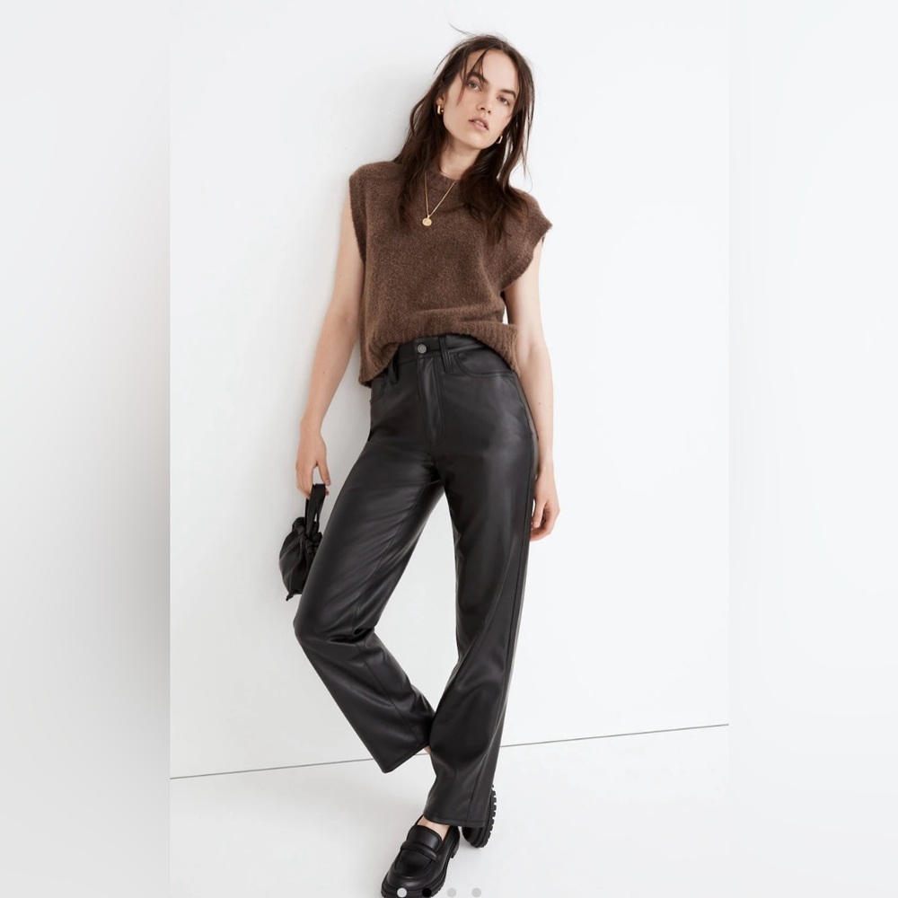 Madewell Perfect Vintage Straight Jean: Faux Leather Edition black size 27